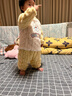 小豬大衛(wèi) PECODAVID珊瑚絨套裝秋冬兒童室內(nèi)居家服男女可愛分體套裝毛毛款 黃色hello小狗 100 版型寬松，按正常尺碼拍 曬單實拍圖