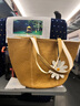無印良品（MUJI）紙編 托特包 挎包 女包 包包 輕便 手提編織包通勤 淺棕色 大 底部直徑25*高25cm 曬單實拍圖