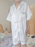 貓人冰絲睡衣女夏季2025年新款短袖帶胸墊夏天涼感大碼外穿家居服女 淺藍波浪 【免穿文胸涼感冰雪絲】 L 【155-160cm/100-120斤】 曬單實拍圖