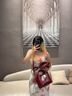 AVALEA SONG紅色新娘結婚包包女小眾高級感手提包百搭子母包通勤單肩斜挎包女 酒紅色 送絲巾 高級感新婚禮物送老婆日?？捎?曬單實(shí)拍圖