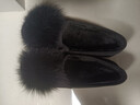 斷碼清倉一腳蹬毛毛女鞋冬新款外穿加絨防滑豆豆鞋平底保暖孕婦鞋 黑色 40 (250mm) 腳寬腳胖拍大一碼 曬單實(shí)拍圖