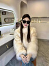 她芙（tafu）品牌女裝狐貍毛皮草外套女2025冬季新款時(shí)尚加厚保暖v領(lǐng)毛毛大衣 白毛黃尖色 M 100-115斤 曬單實(shí)拍圖