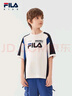 FILA【涼感】斐樂(lè )兒童童裝上衣2025年秋季新款男大童純棉短袖T恤 云菇白-WT 160 曬單實(shí)拍圖