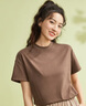 佐丹奴（Giordano）T恤女純棉親膚氣質(zhì)小衫女舒適寬松小高領(lǐng)t恤女短袖05322396 曬單實(shí)拍圖