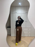 無印良品（MUJI）女式漢麻混斜紋抽褶寬版褲褲子女款25年夏季休閑褲女裝闊腿褲長(zhǎng)褲 棕色 M (160/66A) 曬單實(shí)拍圖