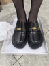 百麗（Belle）元寶樂(lè )福鞋女2025秋新棕色英倫粗跟小皮鞋單鞋D2S1DCA5預售 黑色 33 (215mm) 曬單實(shí)拍圖