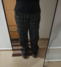 纖莉秀【復古格子褲】大碼女裝舒適松緊腰百搭褲子胖mm2025冬新款4372 黑色 2XL 曬單實(shí)拍圖
