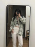 京多夢(mèng)襯衫女格子襯衫外套女2025秋季寬松韓版學(xué)生百搭長(cháng)袖襯衣休閑上衣 翠綠色 M  (建議90-110斤) 曬單實(shí)拍圖