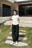 PHIGEER速干運動(dòng)套裝女夏季透氣寬松羽毛球服短袖專(zhuān)業(yè)跑步健身訓練服t恤 杏色兩件套（黑褲） M【推薦90-108斤】 曬單實(shí)拍圖