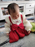 G.DUCKKIDS小黃鴨女童連衣裙春秋嬰兒衣服兒童公主裙抓周女寶寶周歲禮服裙子 紅色 90 尺碼1~2歲【 80-90cm】 曬單實(shí)拍圖