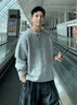 OEMG  套頭毛衣男士秋季款慵懶風(fēng)針織衫上衣服慵懶潮牌亨利領(lǐng)線(xiàn)衣外套 灰色 XL [建議110-130斤] 曬單實(shí)拍圖