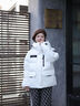 波司登（BOSIDENG）25新款羽絨服女短款鵝絨90絨極寒連帽立領(lǐng)時(shí)尚保暖外套B250242402 極晝白8A51 XS 155/80A 體重約100斤以?xún)?曬單實(shí)拍圖