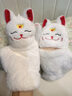 旋士新款招財貓冬季超萌可愛(ài)卡通加厚防寒保暖翻蓋兩用手套女冬季 招財貓翻蓋手套【白色】 曬單實(shí)拍圖