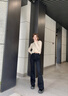 Qidongyinqing黑色彈力微喇牛仔褲女秋裝2025新款高腰顯瘦女款爆款女士喇叭褲子 黑色【長(cháng)褲】薄絨 S 【建議89-98斤】 曬單實(shí)拍圖
