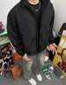 至唯春秋痞帥外套男ins高街潮牌港風(fēng)日系原宿風(fēng)韓版潮流寬松夾克 黑色 XL 【推薦125-140斤】 曬單實拍圖
