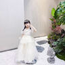 思妙星兒童禮服花童婚紗公主裙女童輕奢小眾小主持人走秀鋼琴演奏演出服 香檳色 140 曬單實(shí)拍圖