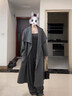 春乏秋冬中長(cháng)款結婚新娘雙面絨毛呢外套女高檔氣質(zhì)小個(gè)子呢子大衣女 灰色 厚款 S 建議105-115斤 曬單實(shí)拍圖