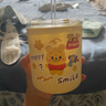 可愛卡通小熊玻璃杯ins風高顏值帶吸管咖啡杯水杯情侶杯 黃色小熊玻璃杯 400ml 1只 曬單實拍圖