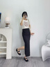 Lily Wei【未眠夜】黑色簡約時尚單鞋絕美一字帶平底百搭女鞋大碼 黑色 36 曬單實拍圖