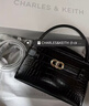 CHARLES&KEITH鱷魚紋凱莉包手提斜挎婚包包女包生日禮物CK2-50270880-1 Black黑色 S 曬單實拍圖