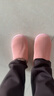 華美健步純色棉拖厚底保暖室內外鎖溫情侶加絨棉拖鞋HM619粉紅40-41碼 曬單實(shí)拍圖