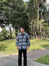 軒森圖（XUANSENTU）條紋毛呢外套男春秋款小香風(fēng)感痞帥潮牌寬松工裝格子夾克秋季 CT22卡其 L (175) （120斤至145斤可穿） 曬單實(shí)拍圖
