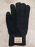 ROWILUX手套男士冬季加厚騎車(chē)學(xué)生防寒保暖韓版可愛(ài)五指觸屏針織毛線(xiàn)手套 黑色 曬單實(shí)拍圖
