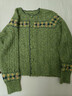 百圖betu女裝2025春季新款毛針織衫圓領(lǐng)提花清新復古開(kāi)衫女2501T16 綠色 M 曬單實(shí)拍圖