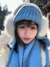 恒源祥圍巾套裝女秋冬季韓系氛圍感雪地帽子手套三件套加大加厚百搭毛絨 藍色帽子圍巾手套耳罩四件套套裝 曬單實(shí)拍圖