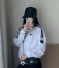 adidas情侶款復古風梭織立領(lǐng)夾克外套男女阿迪達斯官方三葉草 亮白 XS 曬單實拍圖