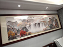 趙氏恒璽（ZONLOLV）中式水墨畫(huà)國畫(huà)山水畫(huà)靠山圖純手繪真跡旭日東升辦公室客廳裝飾畫(huà) 沙比利實(shí)木框（直角棕色） 裝裱216*66cm 曬單實(shí)拍圖