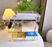 享樂(lè )屋桌面收納架多層透明亞克力置物架書(shū)桌書(shū)本整理盒辦公桌上文件架 3層【加厚PET 承重強 不搖晃】 加高加厚 可放A4紙 曬單實(shí)拍圖