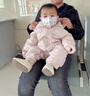 班喜迪嬰兒衣服秋冬裝嬰幼兒連體衣夾棉寶寶外出服冬季連帽公主哈衣爬服 粉色 90cm 曬單實(shí)拍圖