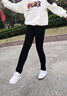 G.duck小黃鴨女童褲子春秋新款兒童牛仔褲中大童緊身褲女孩秋冬加絨長(cháng)褲 黑色冬款一體絨 160 尺碼13~14歲【150-160cm】 曬單實(shí)拍圖