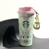星巴克杯子2025年春日花粉色漸變雙飲口吸管杯不銹鋼保溫杯水杯咖啡杯 473ml春日花 曬單實(shí)拍圖