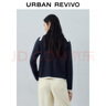 UR2025秋季新款女裝學(xué)院風(fēng)撞色刺繡翻領(lǐng)拉鏈針織衫UYY950018 墨藍 S 曬單實(shí)拍圖