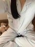 啄木鳥(niǎo)白色HelloKitty純棉紗布睡衣女長(cháng)袖長(cháng)褲春秋款套裝可愛(ài)家居服夏季 云朵棉-白色KT貓長(cháng) M 【建議80-100斤】 曬單實(shí)拍圖