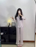 真絲睡衣女春秋純色蕾絲邊輕奢家居服送閨蜜高級感生日禮物禮盒裝 浪漫紫【長(cháng)袖+長(cháng)褲】 細膩絲滑 XL 120-140斤 曬單實(shí)拍圖