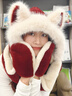 DFBK德國可愛(ài)狐貍毛絨帽子圍巾一體女冬季加厚保暖東北防寒圍脖護 安哥拉紅/兩件套【加厚230ｇ】 均碼（54-58cm） 曬單實(shí)拍圖