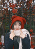 CACUSS帽子女款秋冬季毛線(xiàn)帽大頭圍針織帽保暖護耳帽可愛(ài)小熊帽子騏驥紅 曬單實(shí)拍圖
