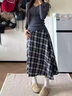 帛芮復古格文不規則女士半身裙2025年新款氣質(zhì)秋冬A字裙休閑中長(cháng)裙 曬單實(shí)拍圖
