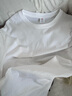 MZWZ純棉t恤男 圓領(lǐng)長(cháng)袖t恤男打底衫半袖情侶加厚德絨上衣t恤衫 白色（短袖） 2XL （140-155斤） 曬單實(shí)拍圖