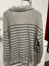 百圖betu女裝冬季新款毛衣復古感燈籠袖色織條紋寬松毛衫2411T42 灰色 L 曬單實(shí)拍圖