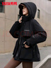 鴨鴨（YAYA）佟麗婭同款城市輕戶(hù)外沖鋒羽絨服女上衣短款冬新款收腰派克服外套 黑色 M 160/84A 曬單實(shí)拍圖