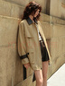 ELLE卡其巴恩風(fēng)復古拼接短外套女2025秋季新款設計感廓形休閑風(fēng)衣 卡其 M 曬單實(shí)拍圖