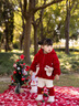 班喜迪女童套裝秋冬裝新款洋氣兒童拜年衣服寶寶嬰兒周歲禮服冬季小童裝 紅色 73 cm 曬單實(shí)拍圖