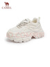 駱駝（CAMEL）老爹鞋女潮酷網(wǎng)布皮面拼接雙系帶厚底休閑鞋 L24S283079 米白 36 曬單實(shí)拍圖