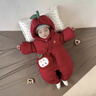班喜迪嬰兒衣服冬裝嬰幼兒連體衣滿(mǎn)月百天女寶寶周歲禮服外出棉服拜年服 紅色 73cm 曬單實(shí)拍圖