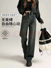 自由系窄版闊腿加絨牛仔褲女秋冬季2025小個(gè)子直筒高腰顯瘦彈力拖地褲 曬單實(shí)拍圖
