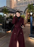 JEEP SPIRIT酒紅色夾棉系帶呢子大衣女2025秋冬新款中長(cháng)款過(guò)膝西裝領(lǐng)毛呢外套 酒紅色夾棉加 厚款 M 建議106-125斤 曬單實(shí)拍圖